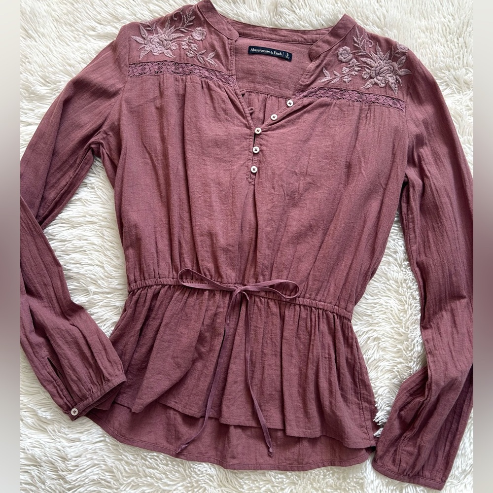 Abercrombie & Fitch Women's Purple Embroidered Top